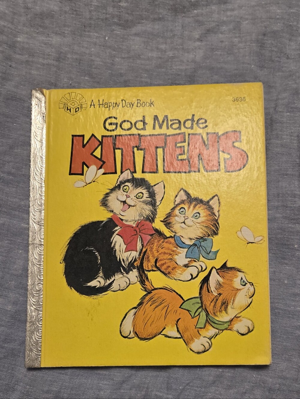 Vintage God Made Kittens Yellow Hardcover Book - 1980